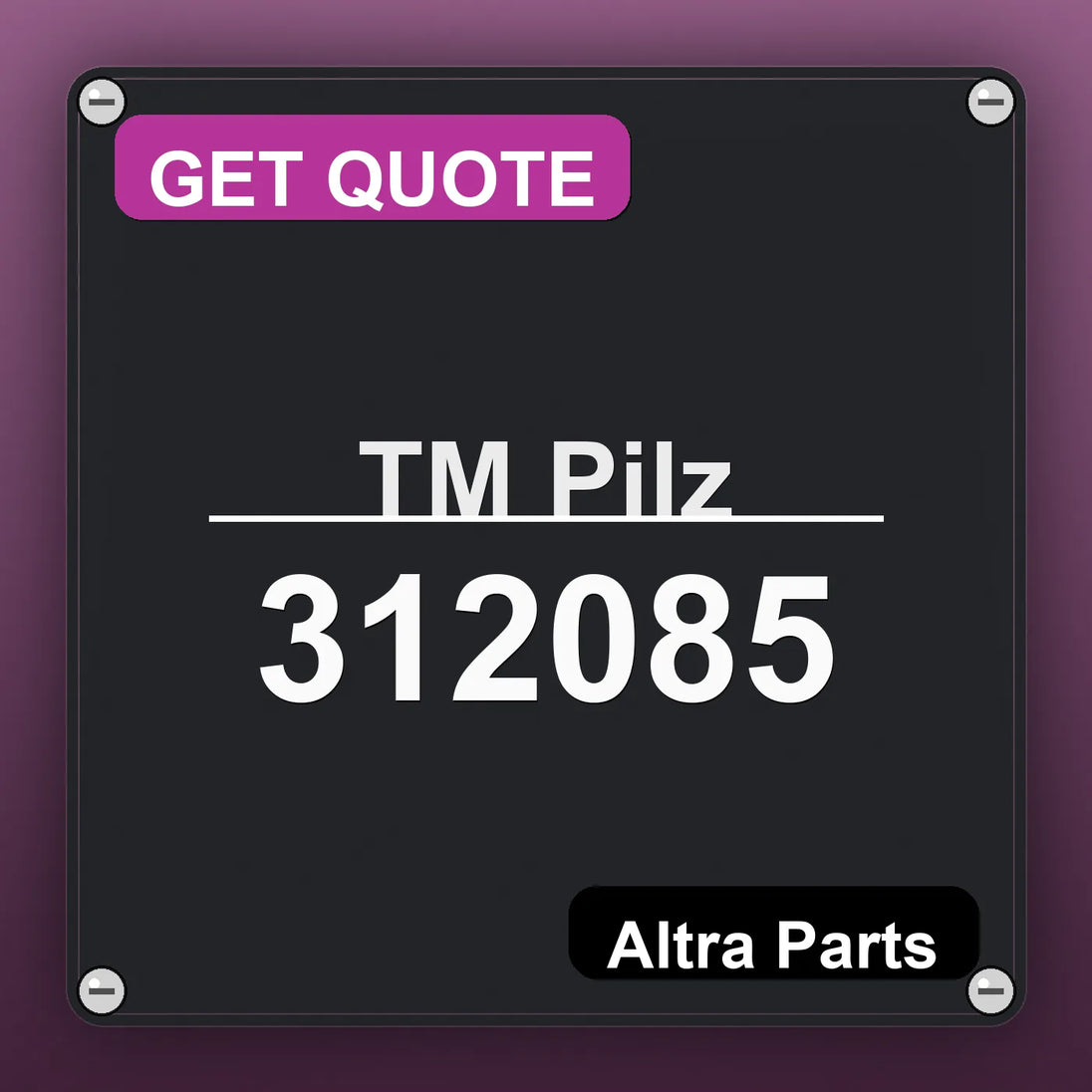 ТМ Pilz 312085 industrial nameplate style image – Altra Parts. GET QUOTE.