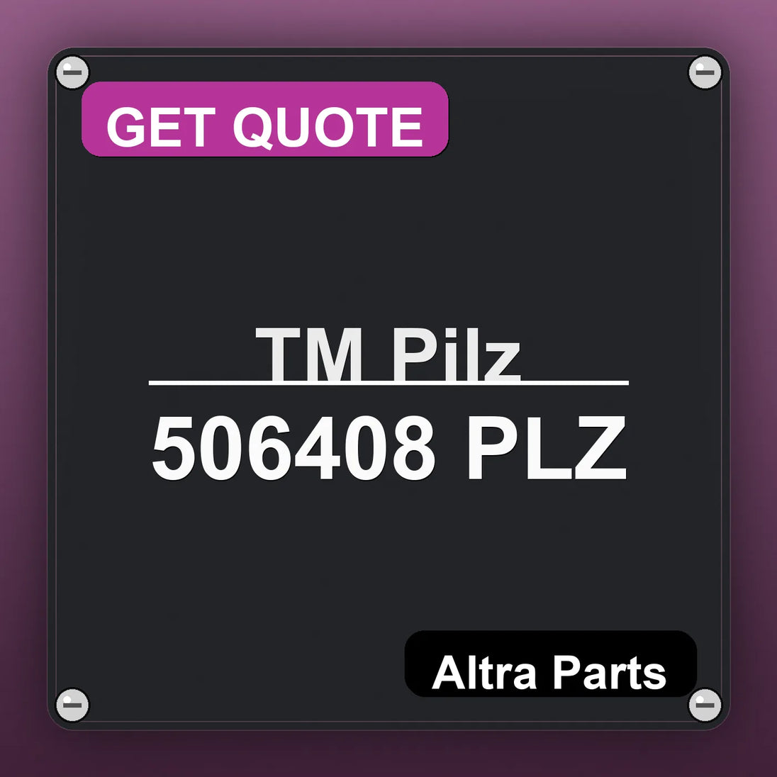 ТМ Pilz 506408 PLZ industrial nameplate style image – Altra Parts. GET QUOTE.