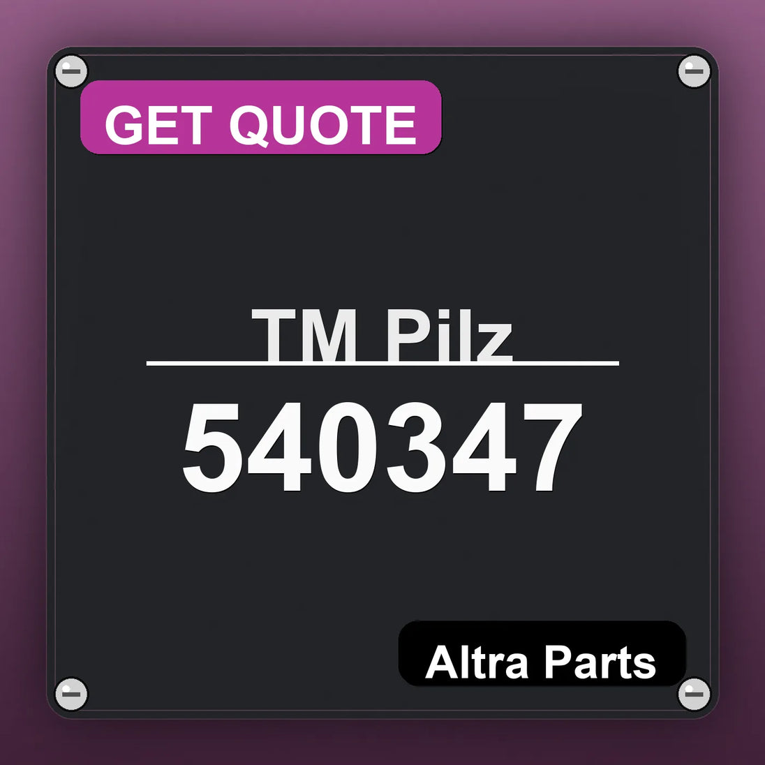 ТМ Pilz 540347 industrial nameplate style image – Altra Parts. GET QUOTE.
