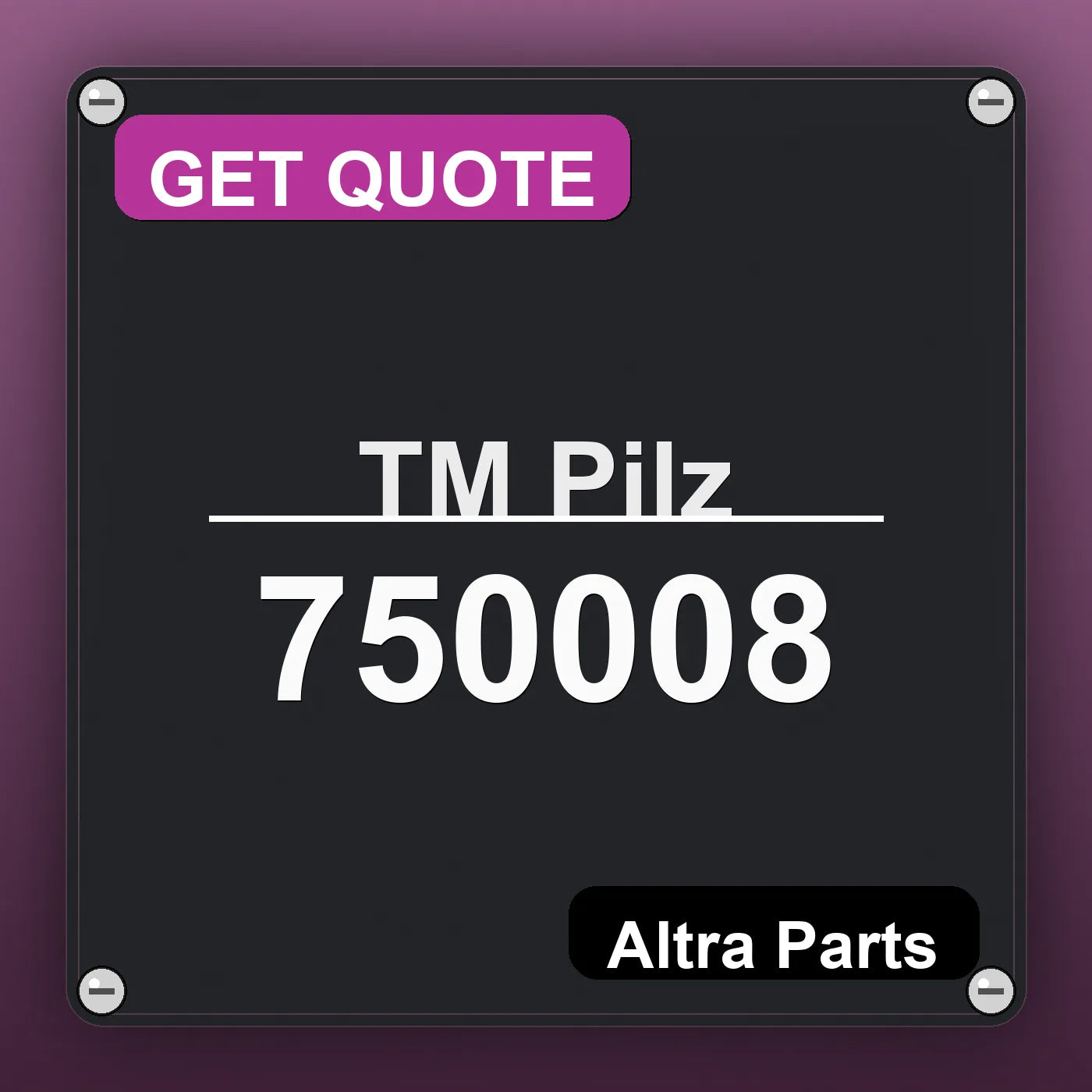 ТМ Pilz 750008 industrial nameplate style image – Altra Parts. GET QUOTE.