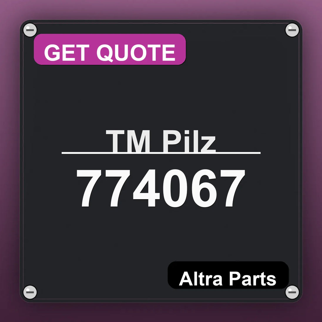 ТМ Pilz 774067 industrial nameplate style image – Altra Parts. GET QUOTE.