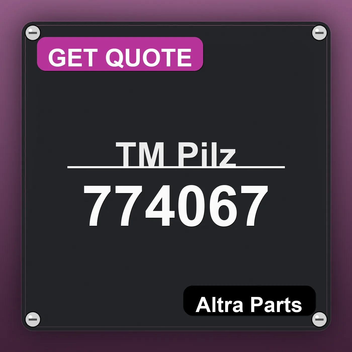 ТМ Pilz 774067 industrial nameplate style image – Altra Parts. GET QUOTE.