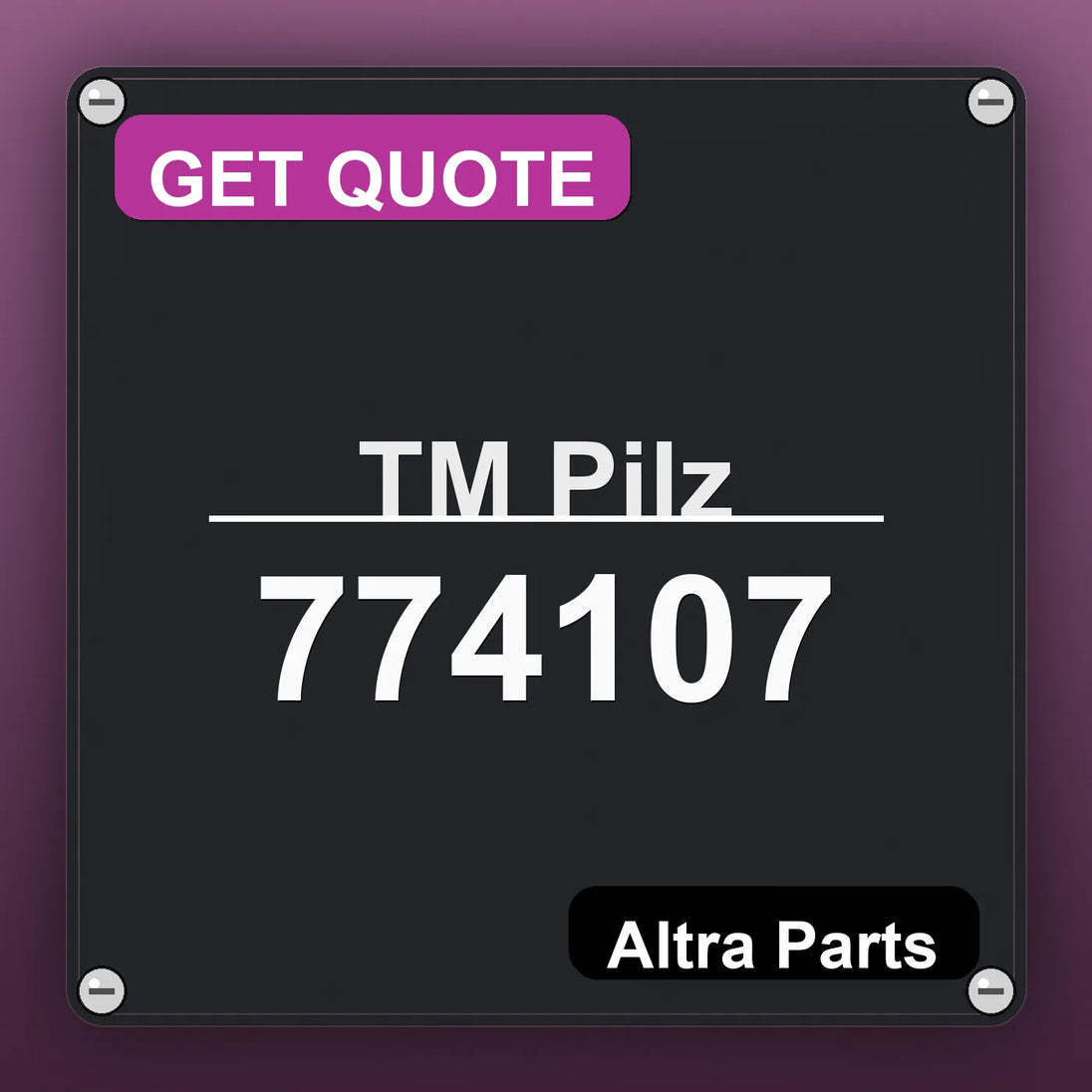 ТМ Pilz 774107 industrial nameplate style image – Altra Parts. GET QUOTE.