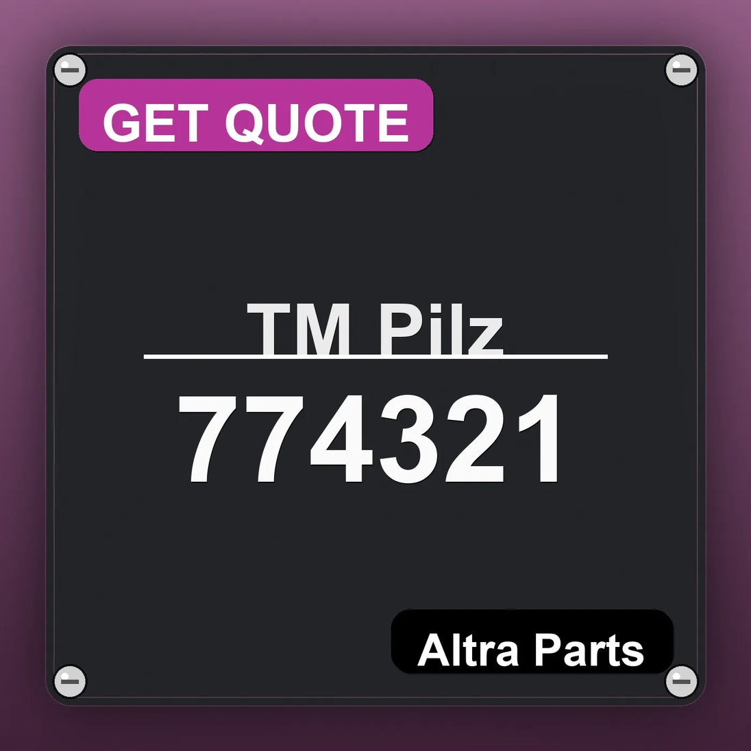 ТМ Pilz 774321 industrial nameplate style image – Altra Parts. GET QUOTE.