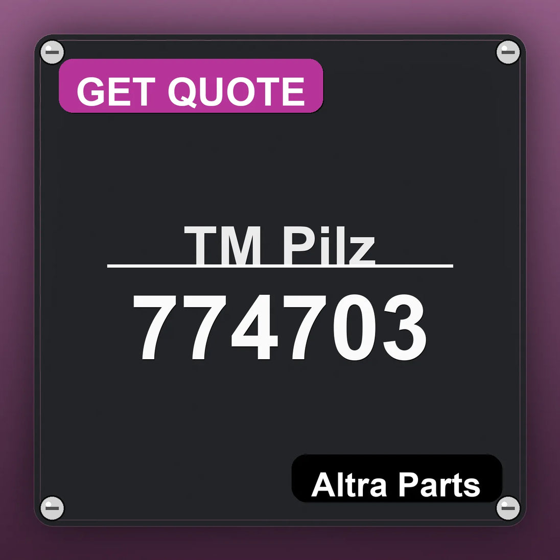 ТМ Pilz 774703 industrial nameplate style image – Altra Parts. GET QUOTE.
