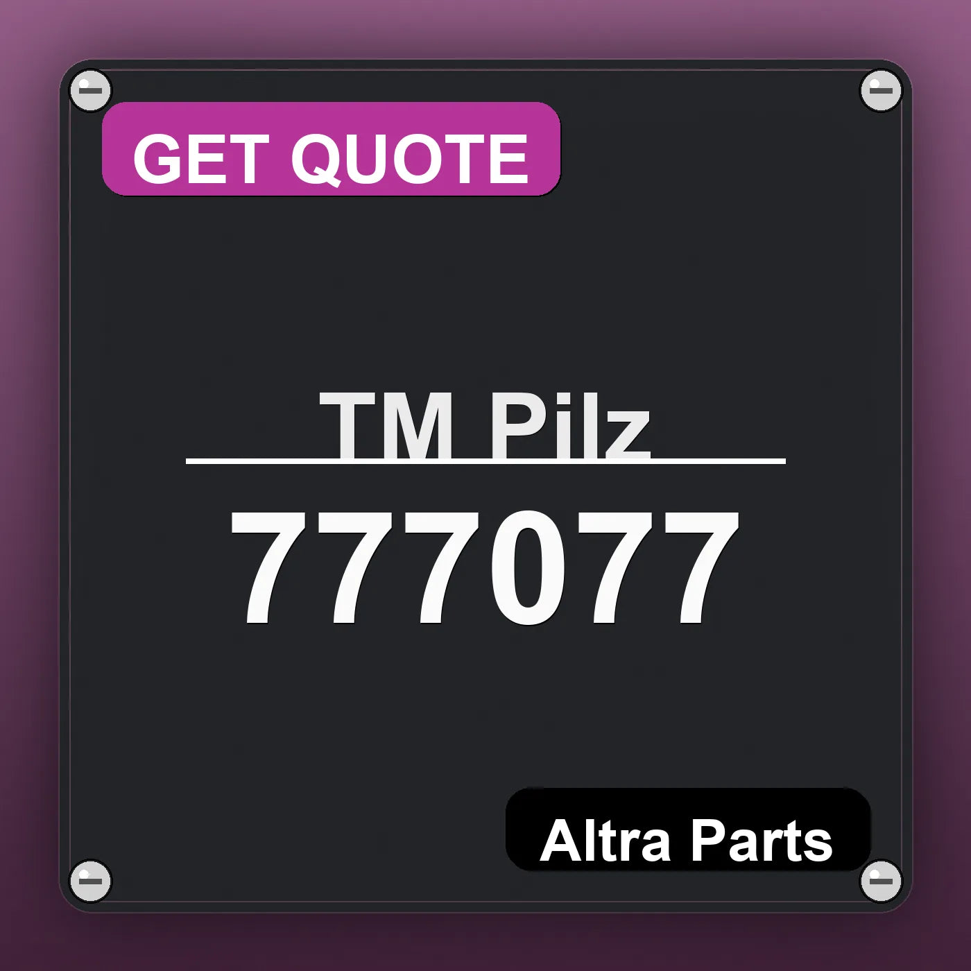 ТМ Pilz 777077 industrial nameplate style image – Altra Parts. GET QUOTE.