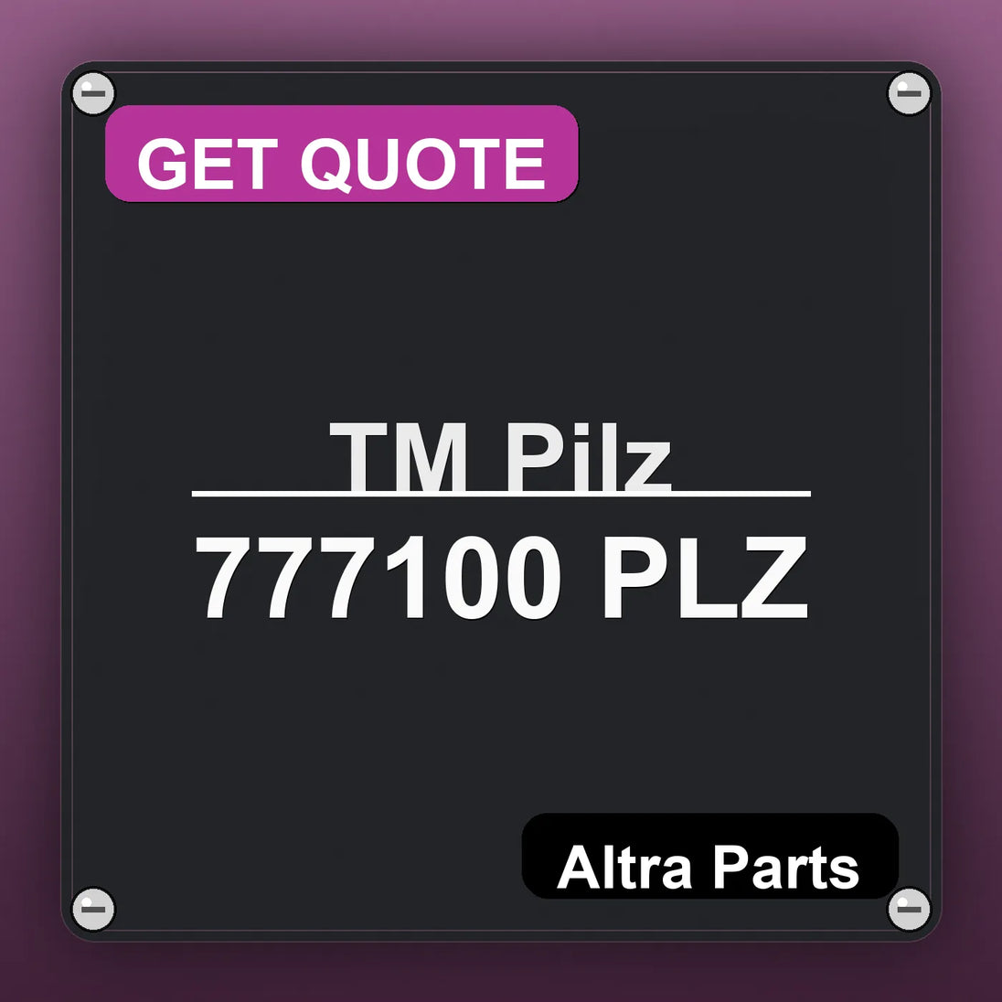 ТМ Pilz 777100 PLZ industrial nameplate style image – Altra Parts. GET QUOTE.