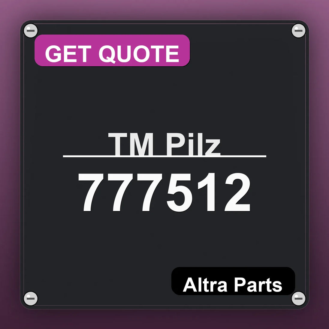 ТМ Pilz 777512 industrial nameplate style image – Altra Parts. GET QUOTE.