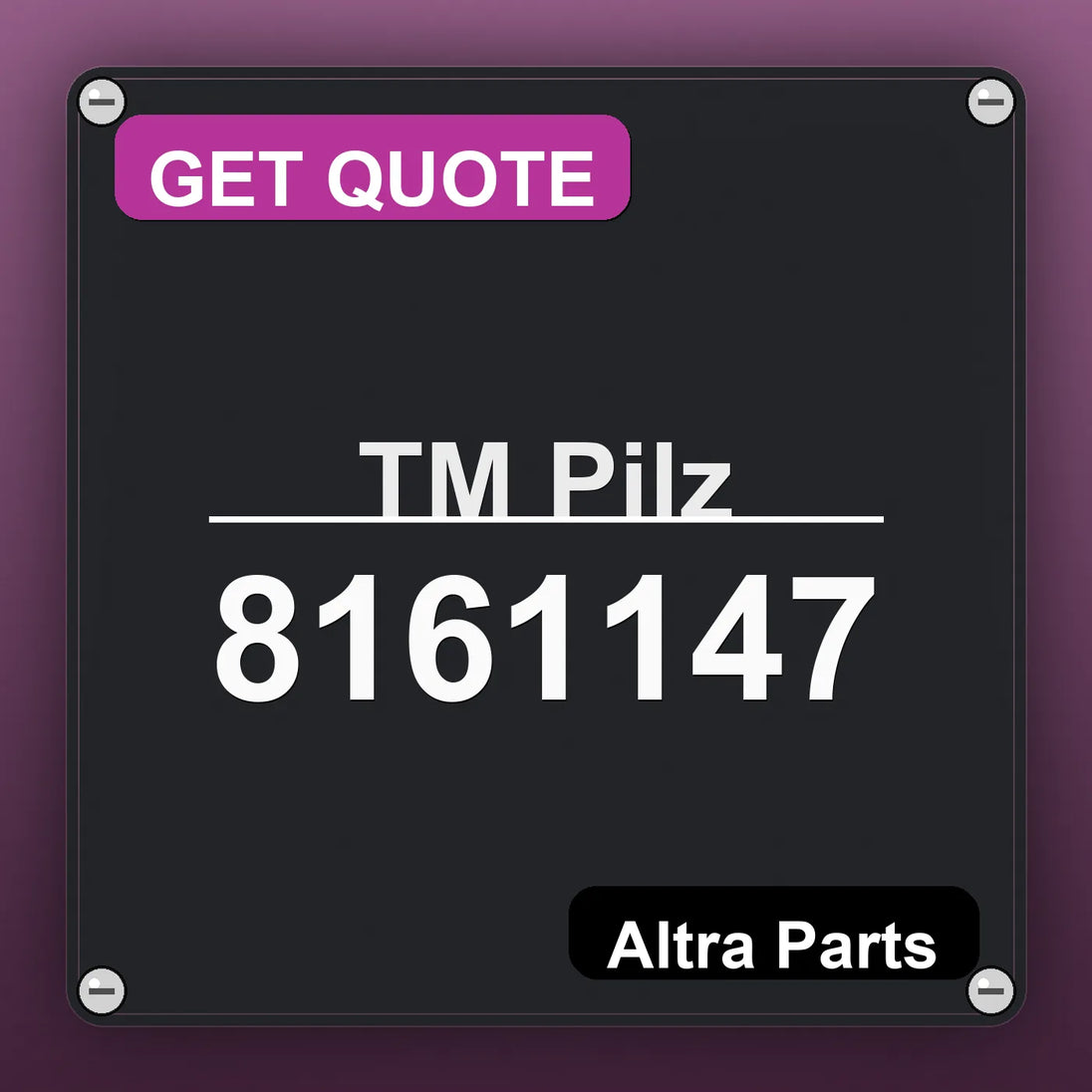 ТМ Pilz 8161147 industrial nameplate style image – Altra Parts. GET QUOTE.
