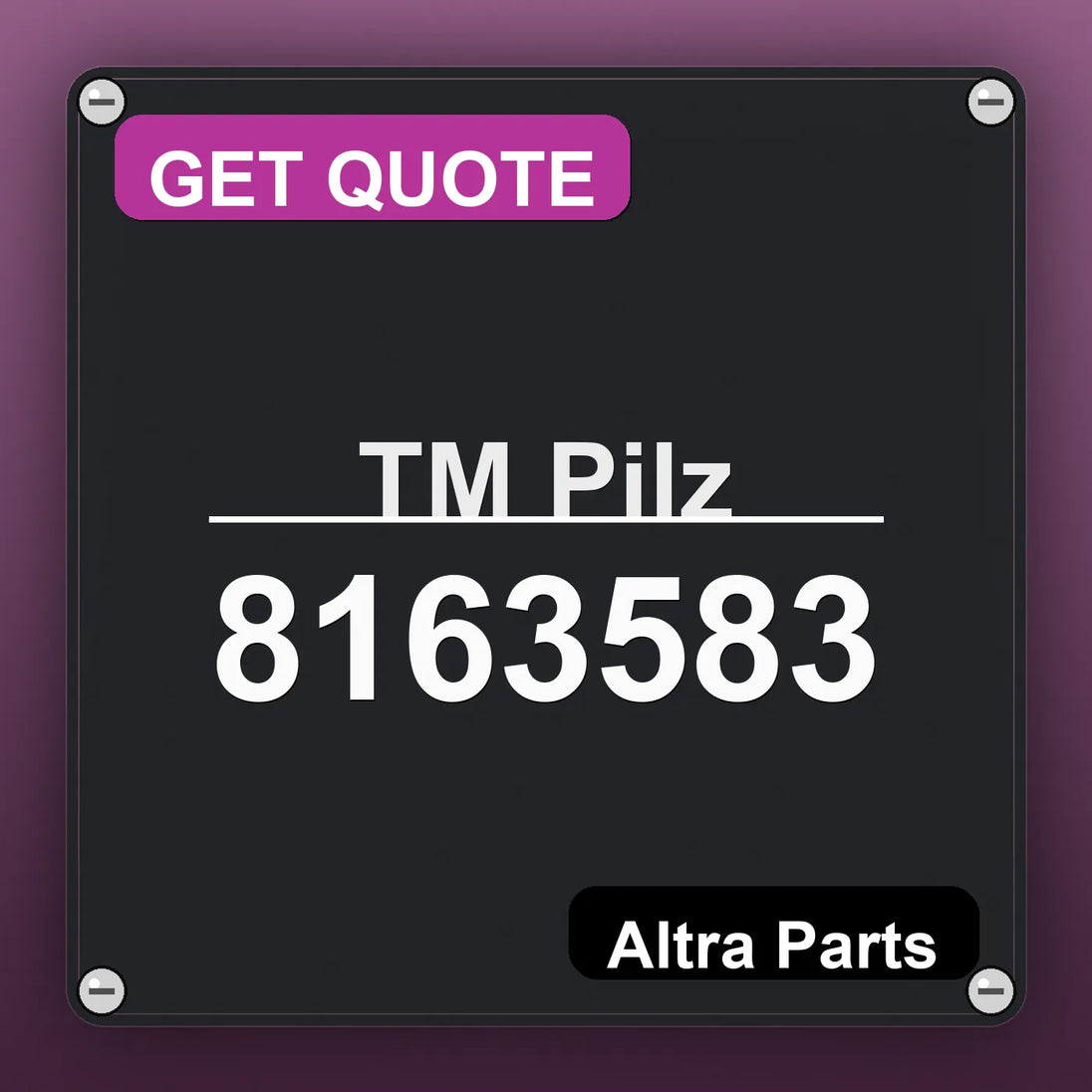 ТМ Pilz 8163583 industrial nameplate style image – Altra Parts. GET QUOTE.