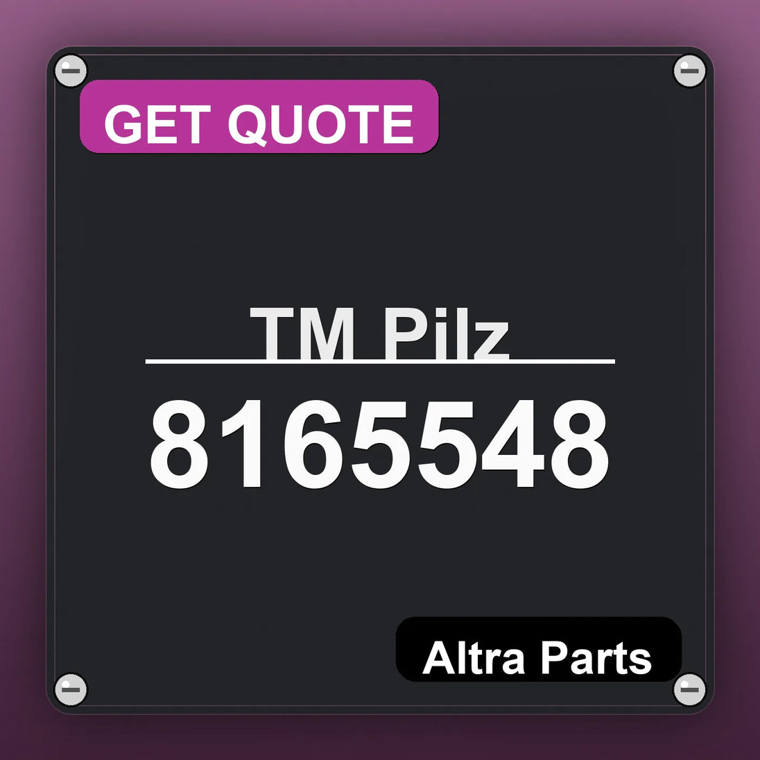 ТМ Pilz 8165548 industrial nameplate style image – Altra Parts. GET QUOTE.