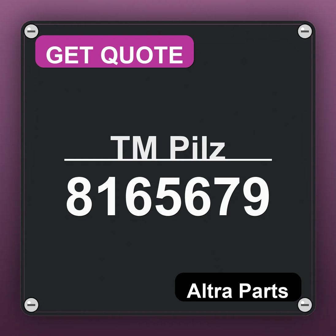 ТМ Pilz 8165679 industrial nameplate style image – Altra Parts. GET QUOTE.