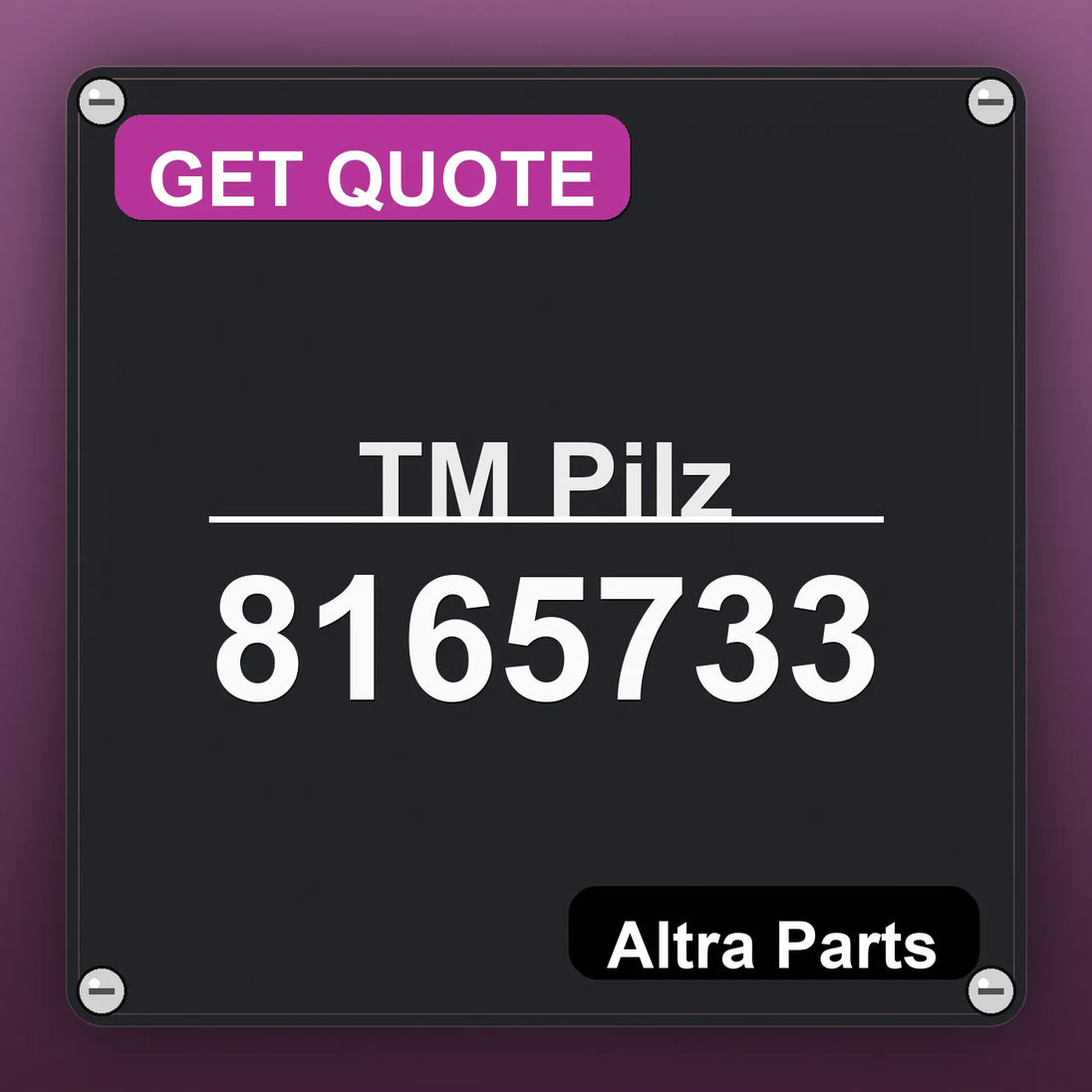 ТМ Pilz 8165733 industrial nameplate style image – Altra Parts. GET QUOTE.