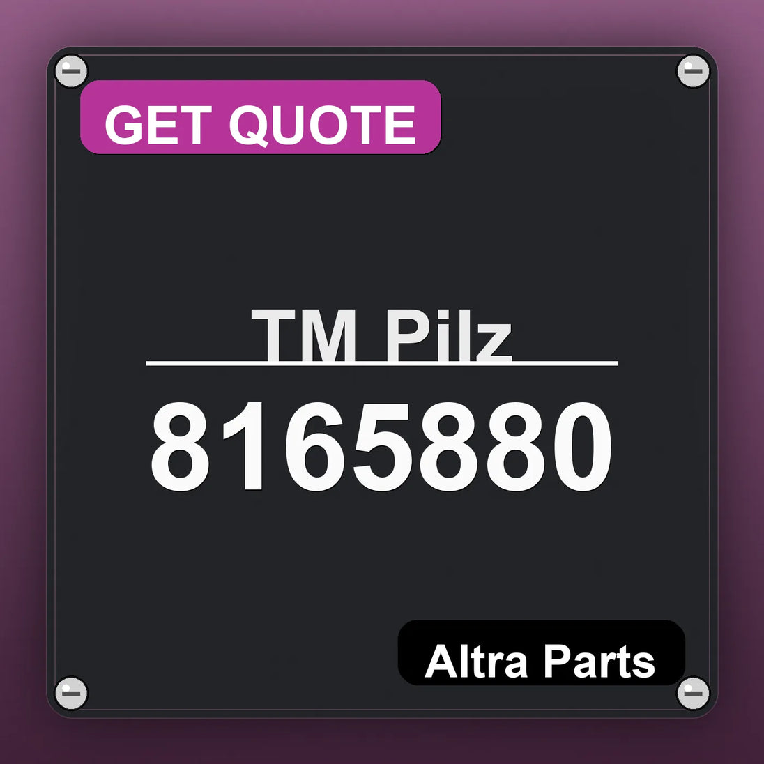 ТМ Pilz 8165880 industrial nameplate style image – Altra Parts. GET QUOTE.