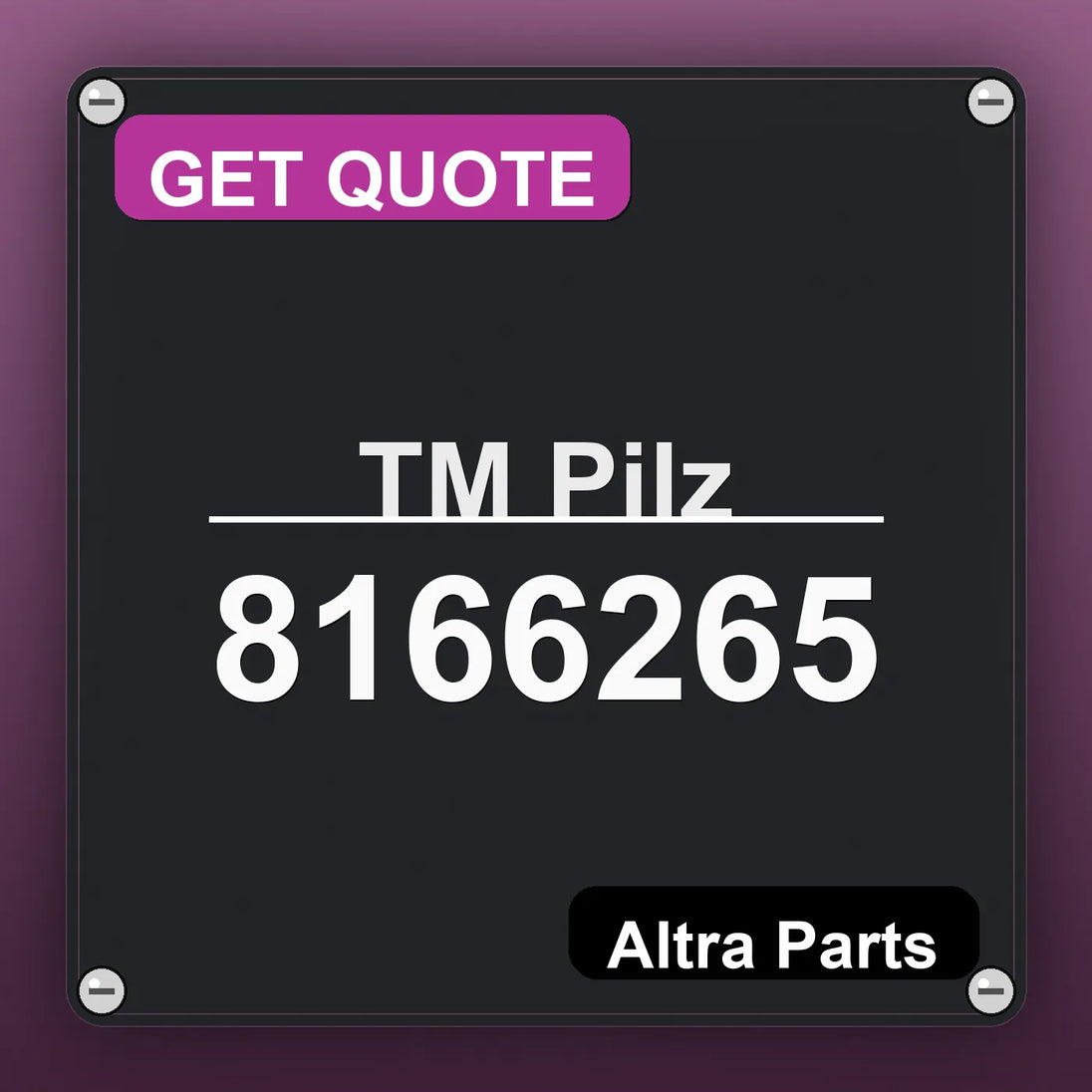 ТМ Pilz 8166265 industrial nameplate style image – Altra Parts. GET QUOTE.