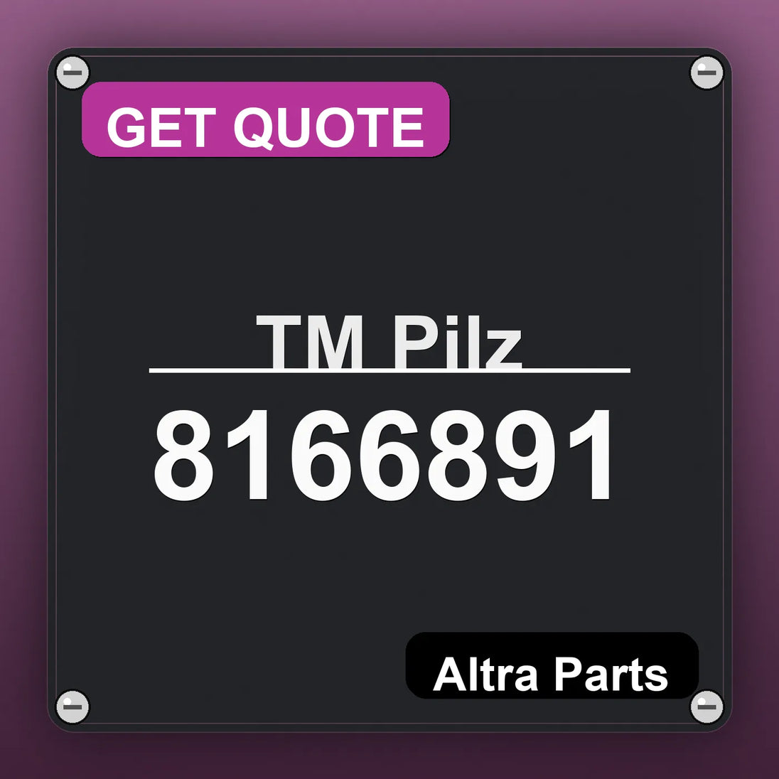 ТМ Pilz 8166891 industrial nameplate style image – Altra Parts. GET QUOTE.