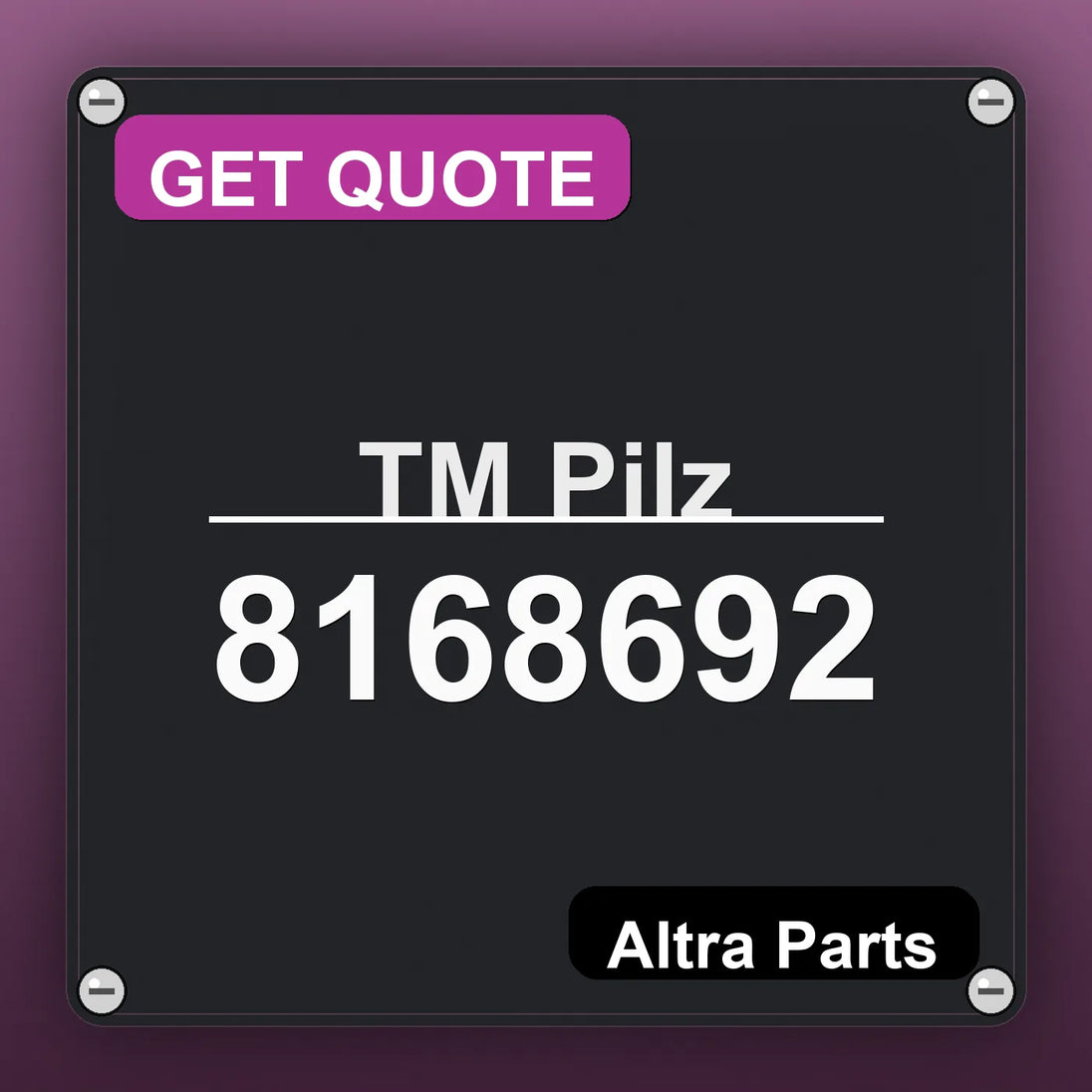 ТМ Pilz 8168692 industrial nameplate style image – Altra Parts. GET QUOTE.