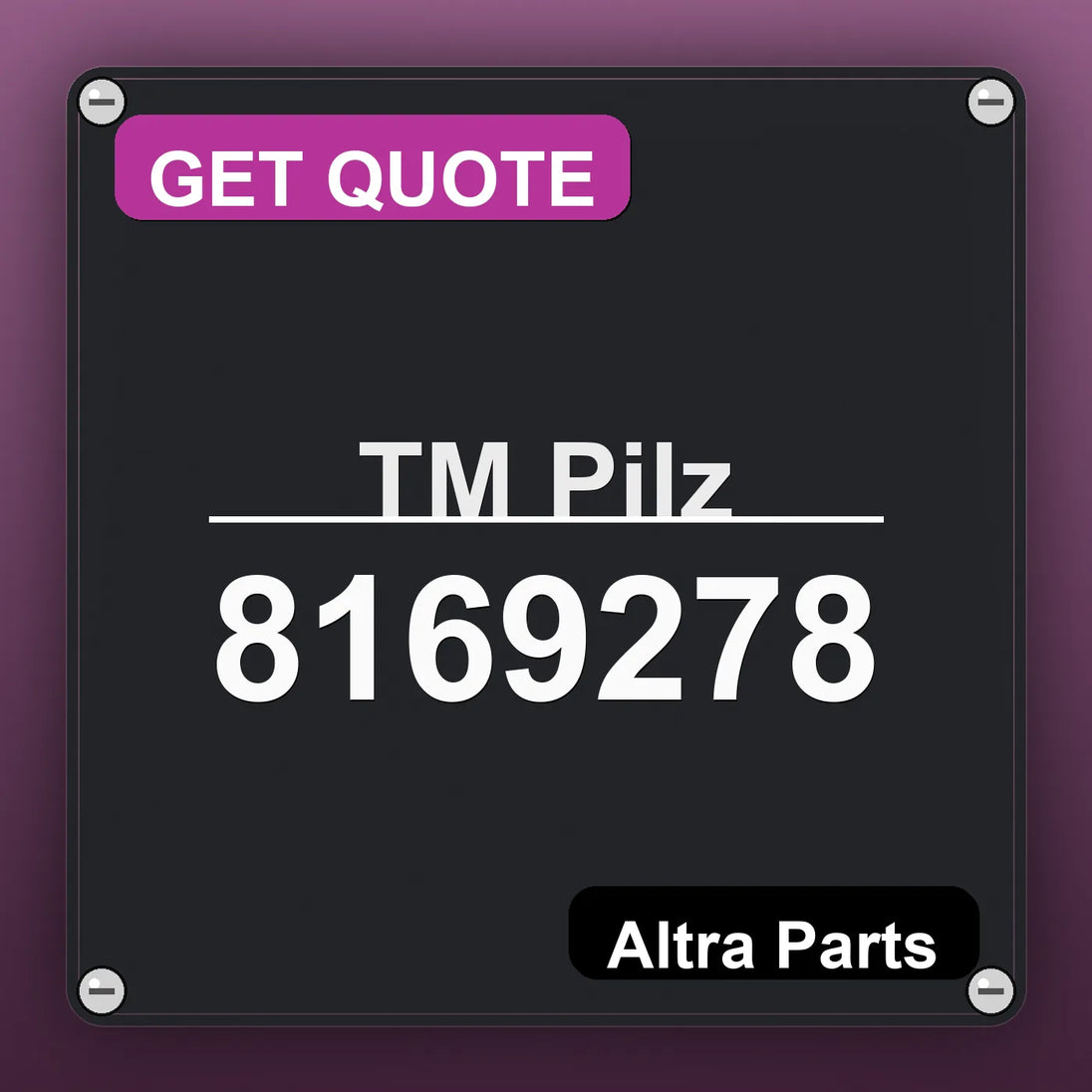 ТМ Pilz 8169278 industrial nameplate style image – Altra Parts. GET QUOTE.