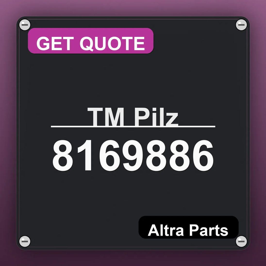 ТМ Pilz 8169886 industrial nameplate style image – Altra Parts. GET QUOTE.