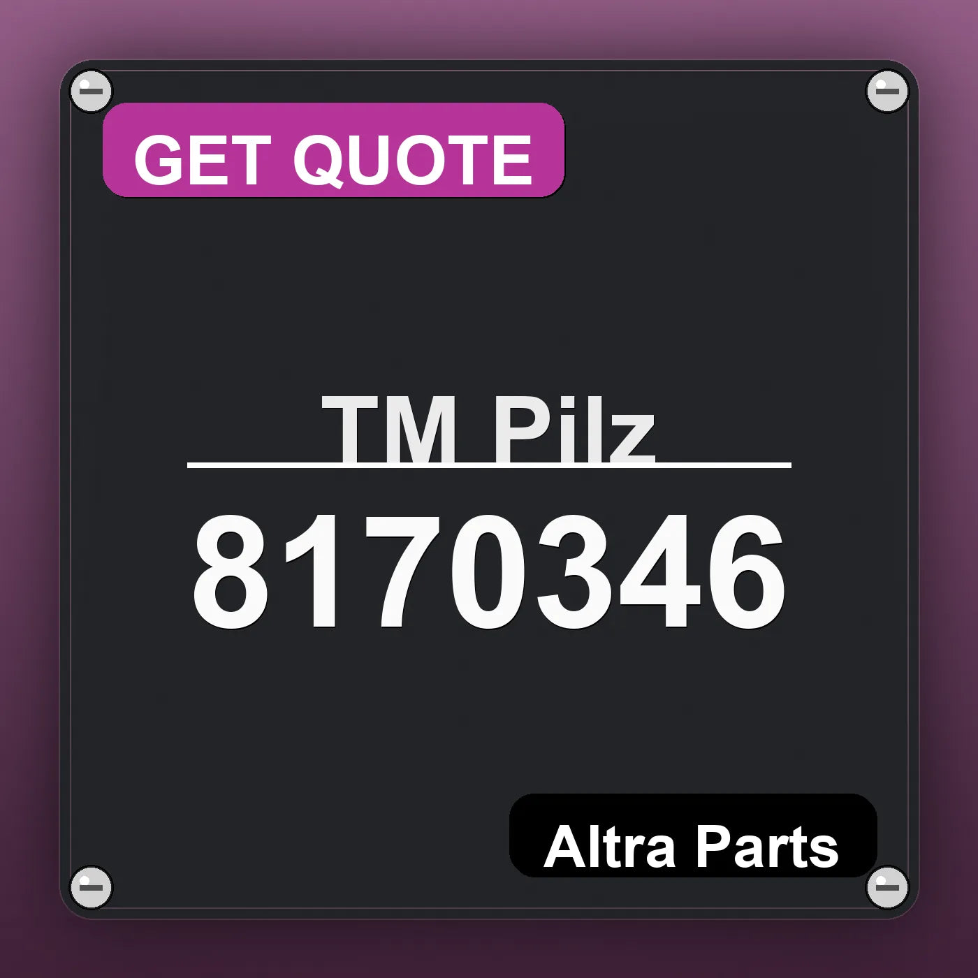 ТМ Pilz 8170346 industrial nameplate style image – Altra Parts. GET QUOTE.