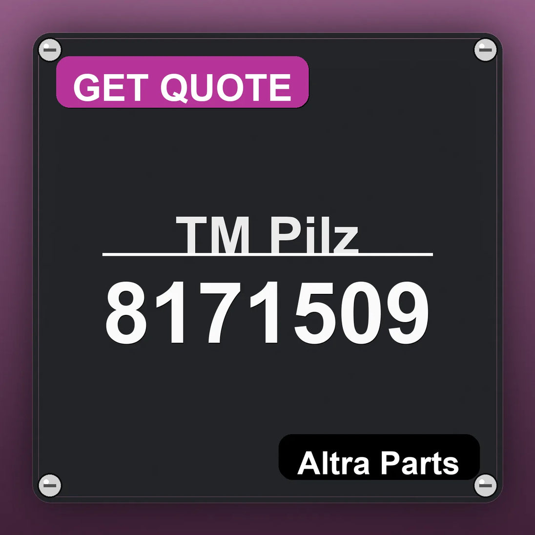 ТМ Pilz 8171509 industrial nameplate style image – Altra Parts. GET QUOTE.