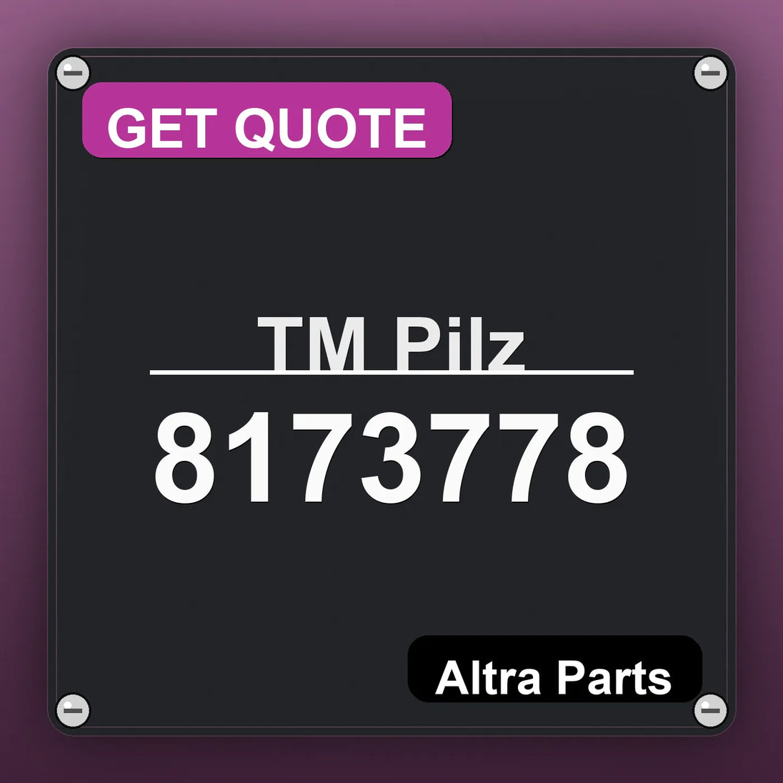 ТМ Pilz 8173778 industrial nameplate style image – Altra Parts. GET QUOTE.
