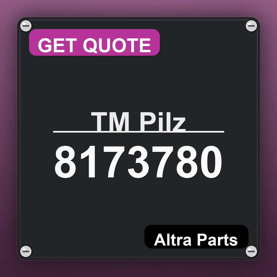 ТМ Pilz 8173780 industrial nameplate style image – Altra Parts. GET QUOTE.