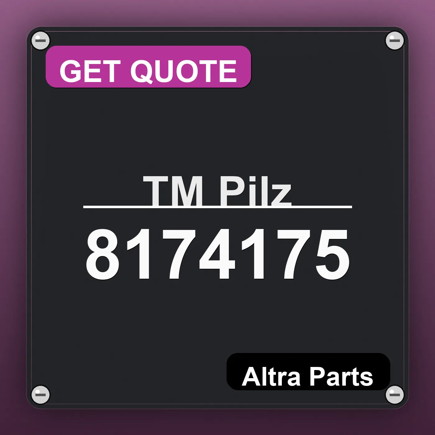 Pilz 8174175 industrial nameplate style image – Altra Parts. GET QUOTE.