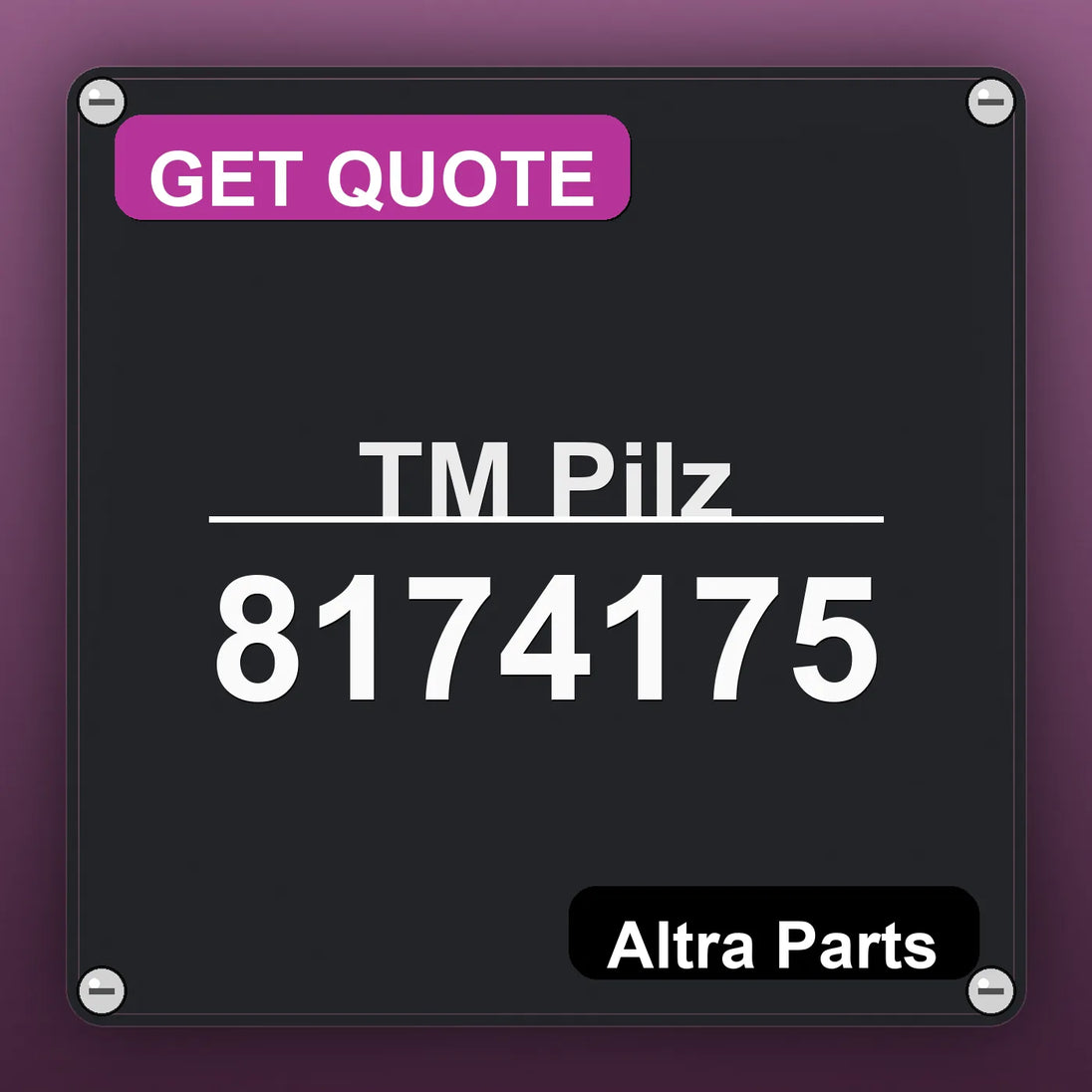 ТМ Pilz 8174175 industrial nameplate style image – Altra Parts. GET QUOTE.