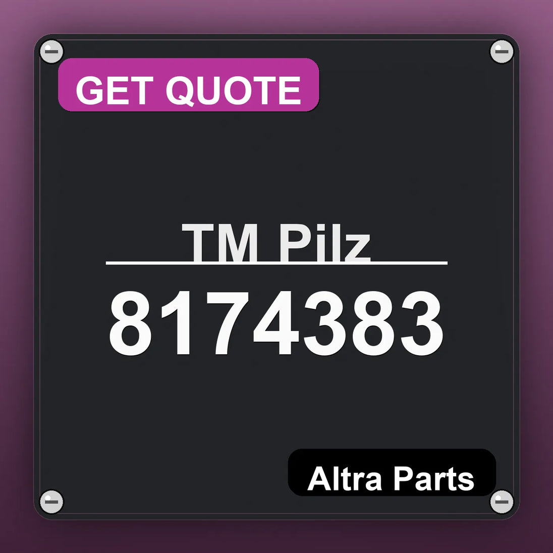 ТМ Pilz 8174383 industrial nameplate style image – Altra Parts. GET QUOTE.