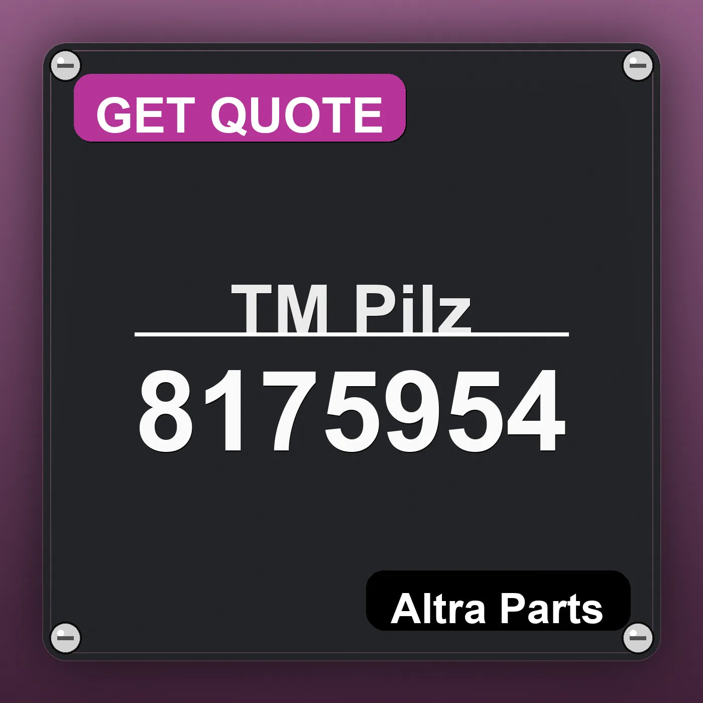 ТМ Pilz 8175954 industrial nameplate style image – Altra Parts. GET QUOTE.