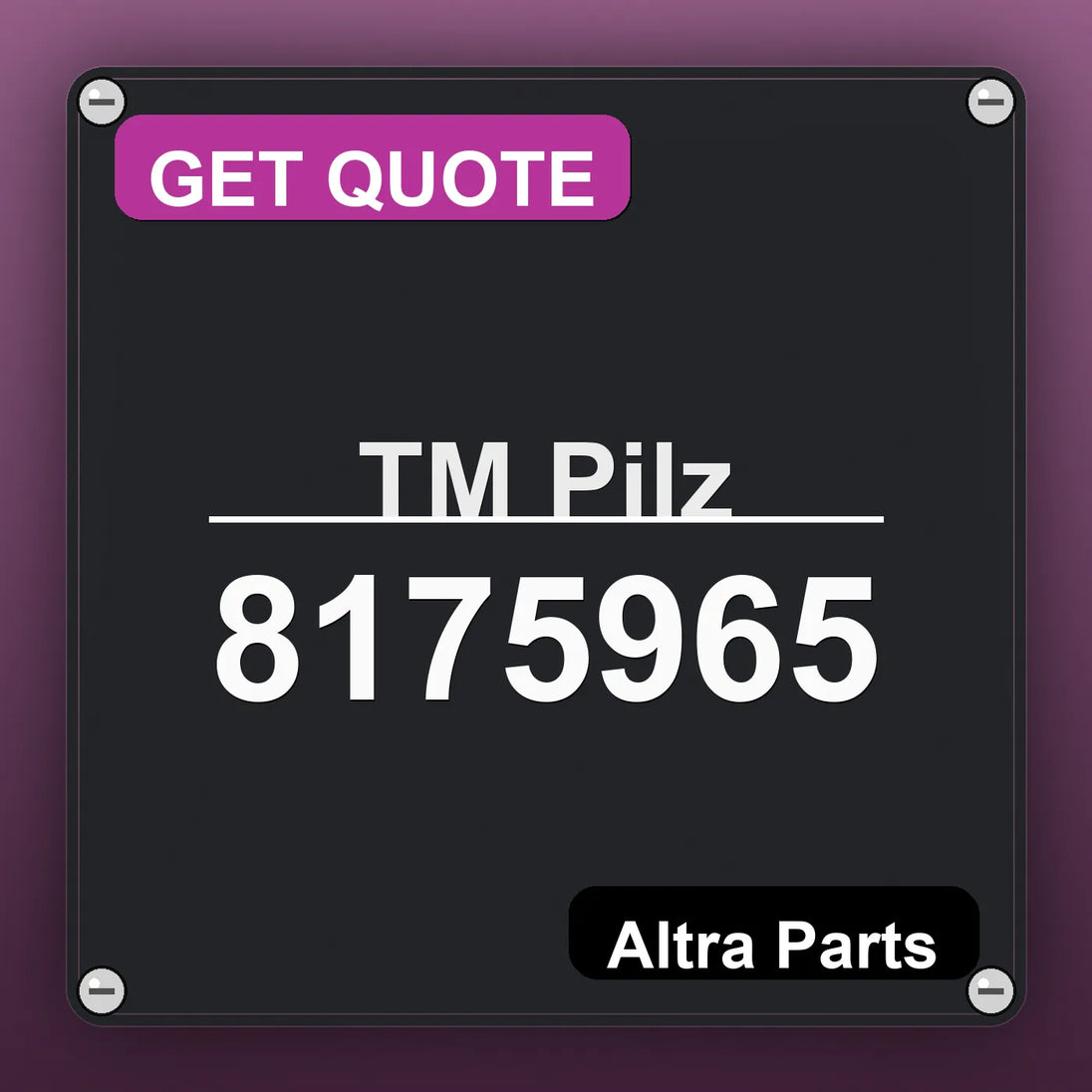 ТМ Pilz 8175965 industrial nameplate style image – Altra Parts. GET QUOTE.