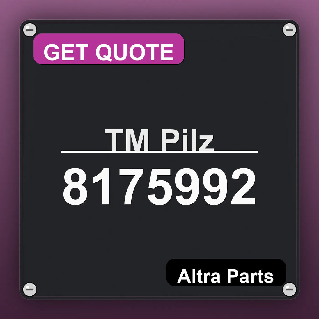 ТМ Pilz 8175992 industrial nameplate style image – Altra Parts. GET QUOTE.