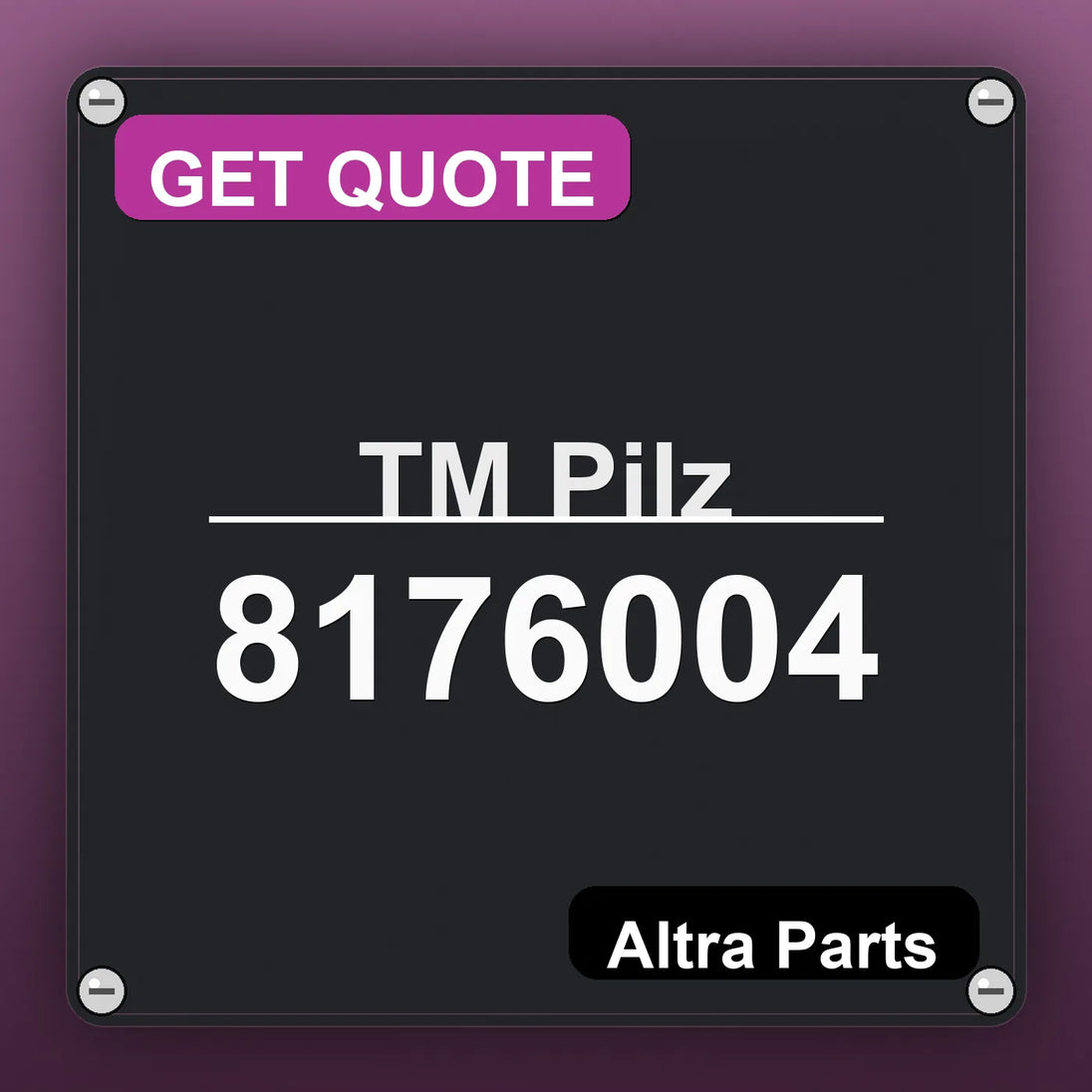 ТМ Pilz 8176004 industrial nameplate style image – Altra Parts. GET QUOTE.