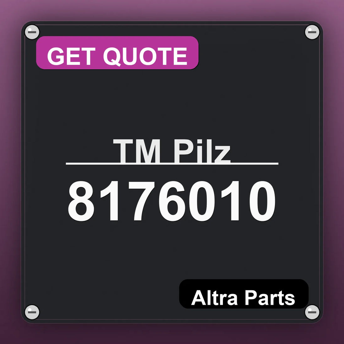 ТМ Pilz 8176010 industrial nameplate style image – Altra Parts. GET QUOTE.