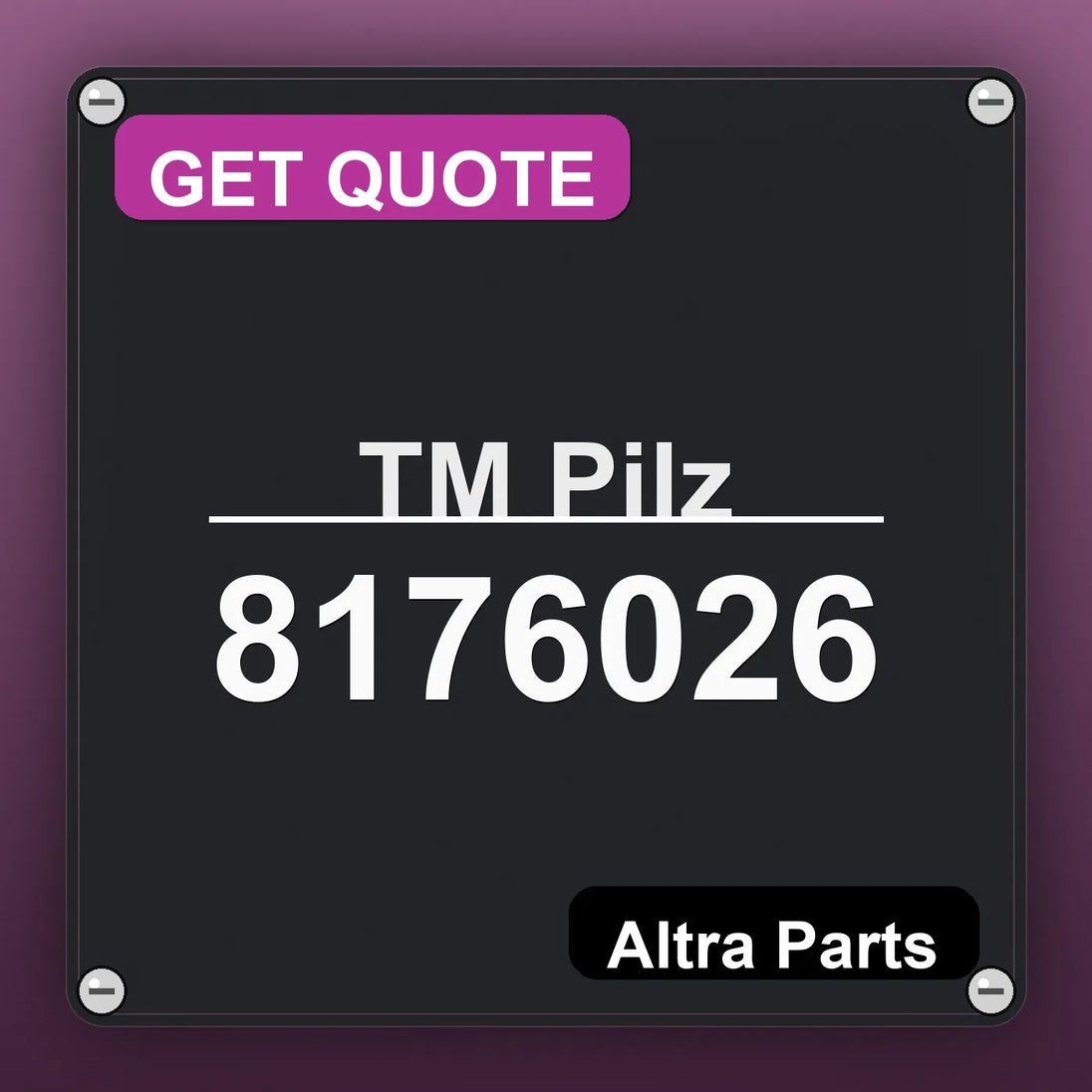 ТМ Pilz 8176026 industrial nameplate style image – Altra Parts. GET QUOTE.