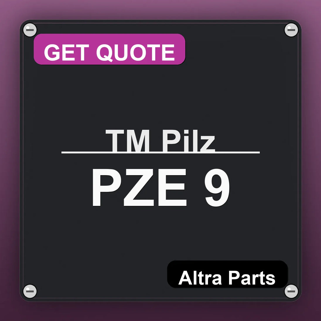 ТМ Pilz PZE 9 industrial nameplate style image – Altra Parts. GET QUOTE.