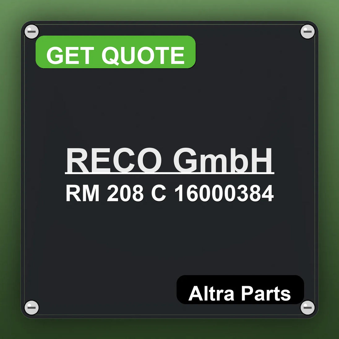 RECO GmbH RM 208 C 16000384 industrial nameplate style image – Altra Parts. GET QUOTE.