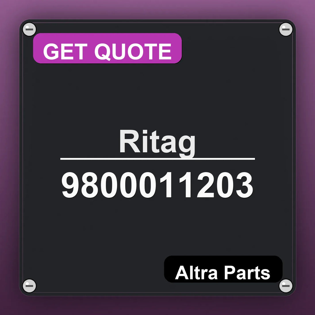 Ritag 9800011203 industrial nameplate style image – Altra Parts. GET QUOTE.
