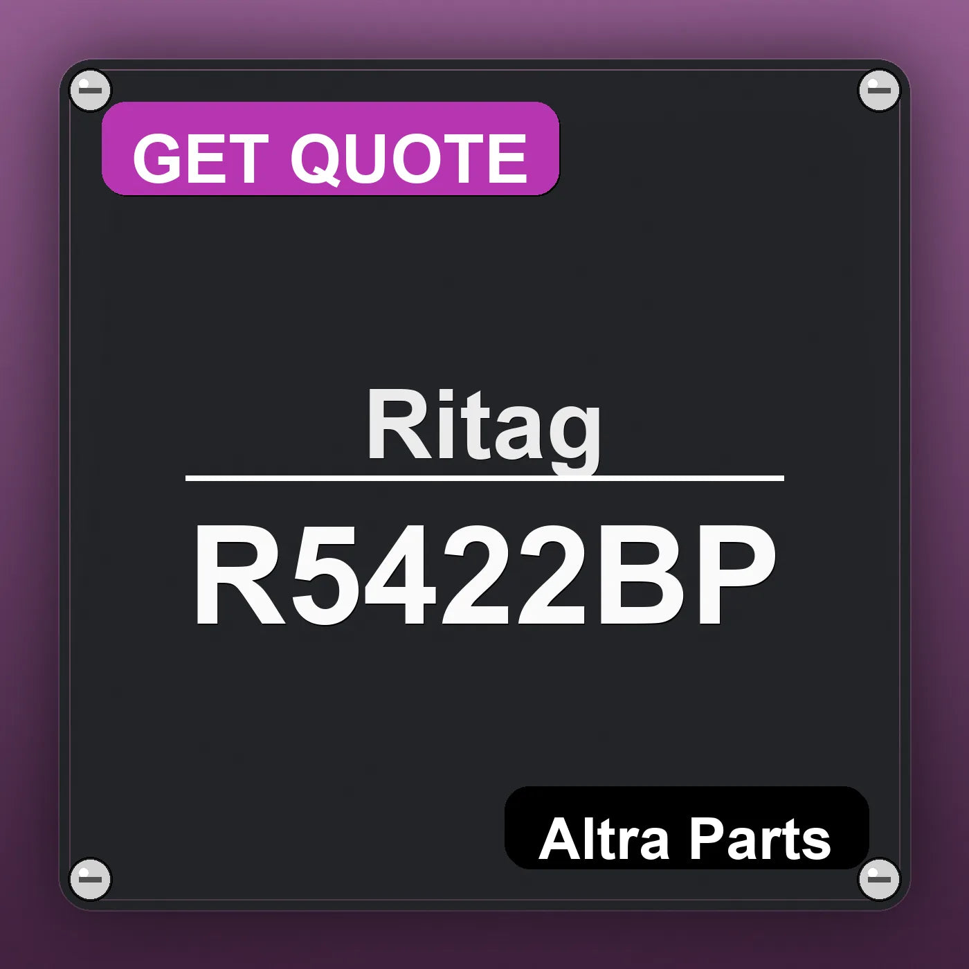 Ritag R5422BP industrial nameplate style image – Altra Parts. GET QUOTE.