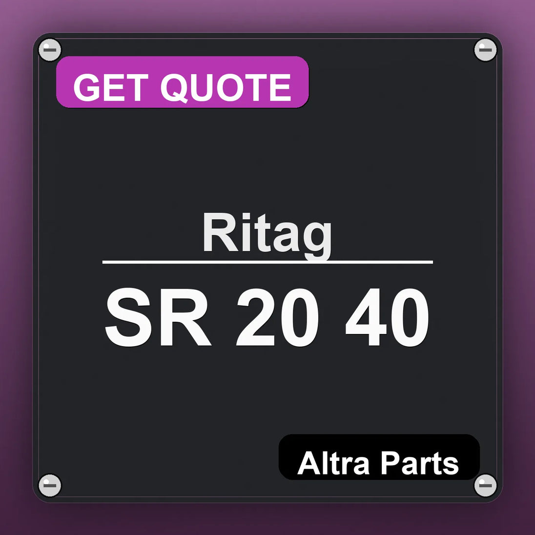 Ritag SR 20 40 industrial nameplate style image – Altra Parts. GET QUOTE.