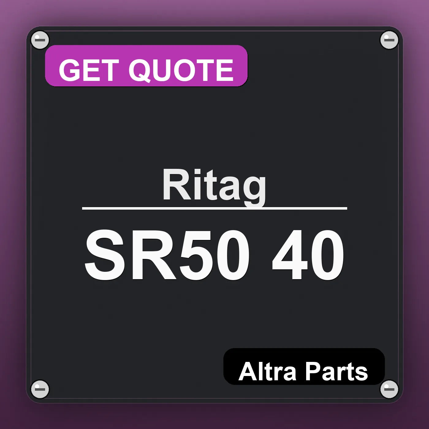 Ritag SR50 40 industrial nameplate style image – Altra Parts. GET QUOTE.