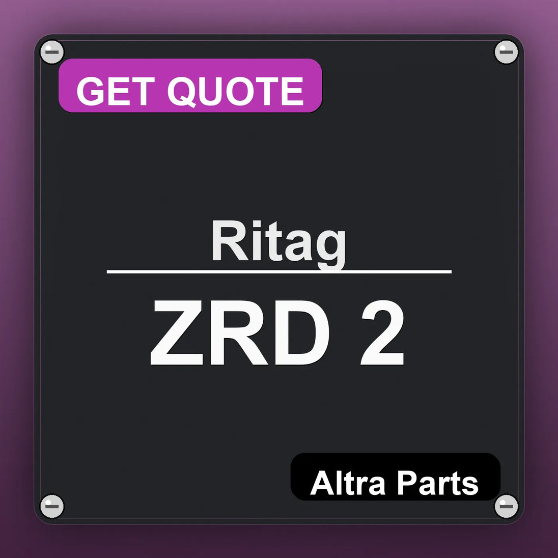 Ritag ZRD 2 industrial nameplate style image – Altra Parts. GET QUOTE.