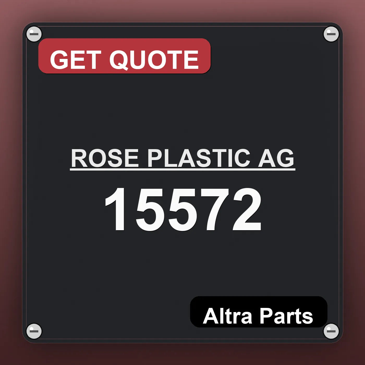 ROSE PLASTIC AG 15572 industrial nameplate style image – Altra Parts. GET QUOTE.