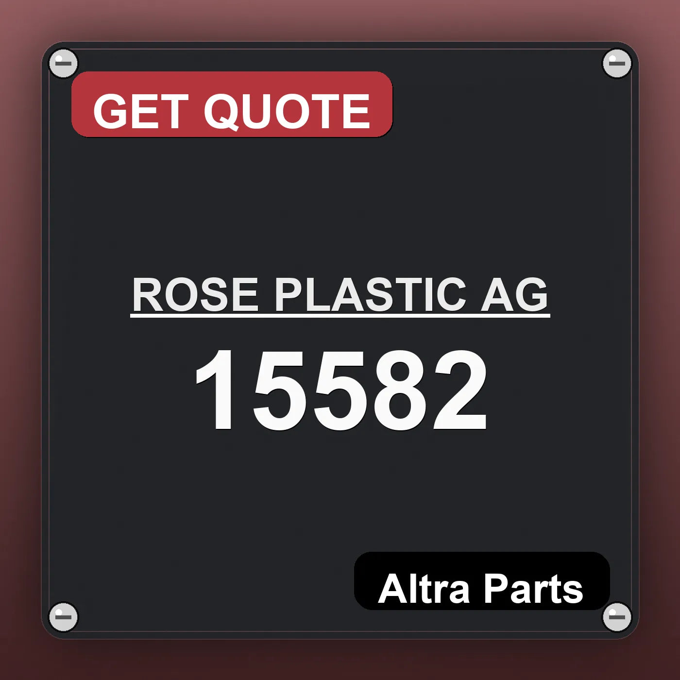 ROSE PLASTIC AG 15582 industrial nameplate style image – Altra Parts. GET QUOTE.