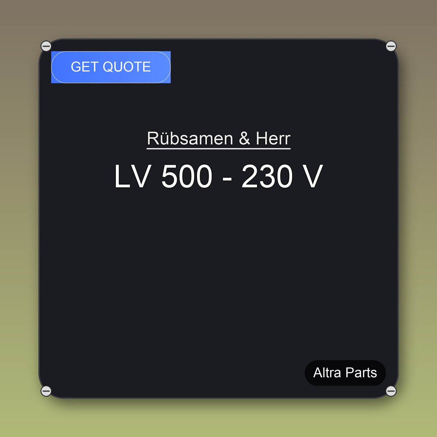 Rübsamen & Herr LV 500 - 230 V industrial spare part – fast international delivery & worldwide shipping