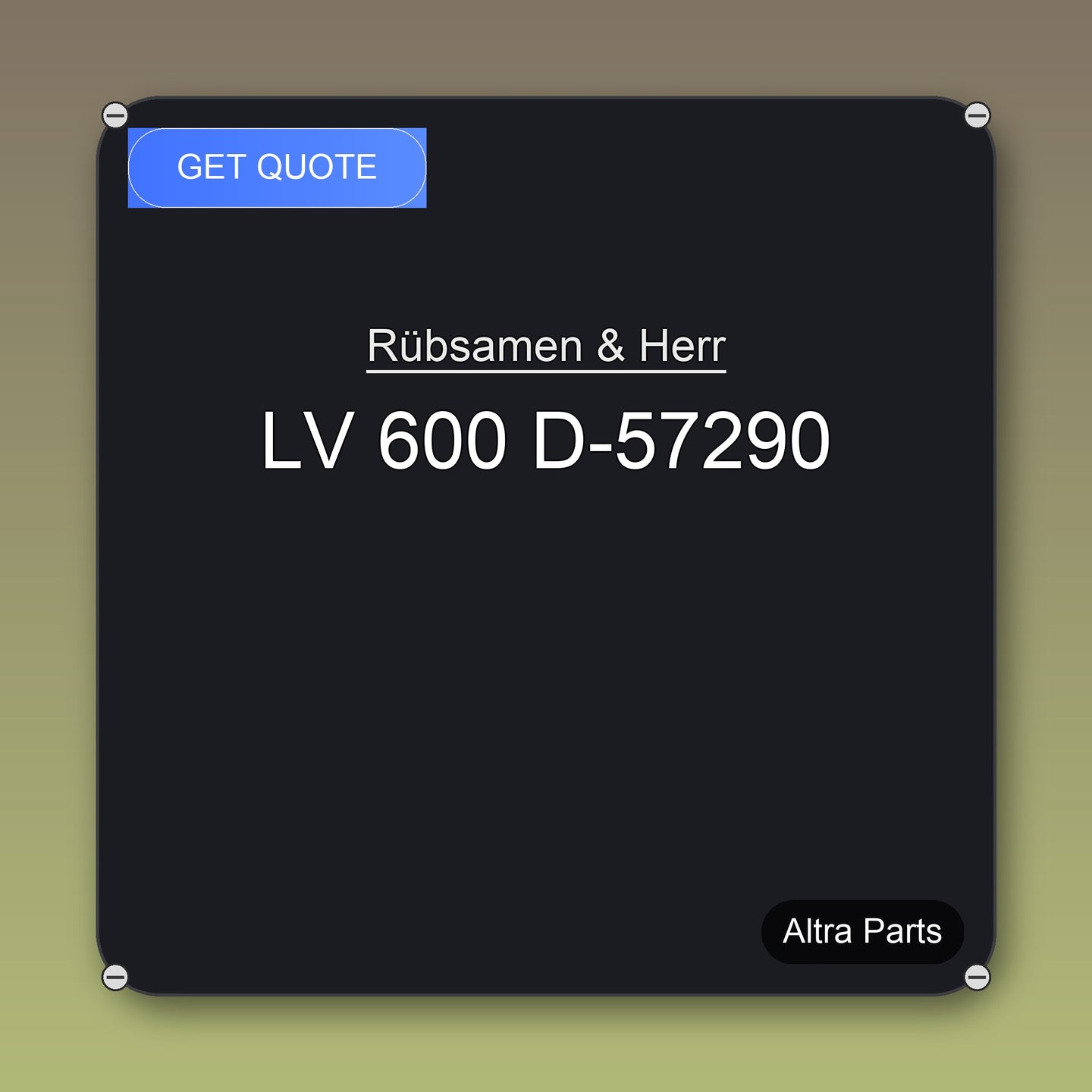 Rübsamen & Herr LV 600 D-57290 industrial spare part – fast international delivery & worldwide shipping