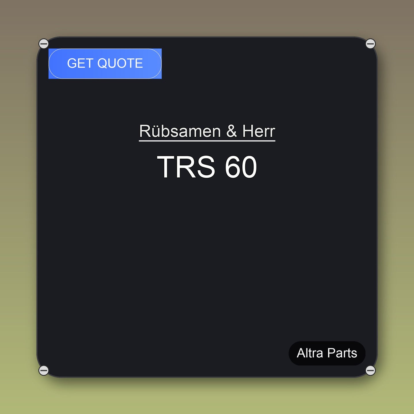 Rübsamen & Herr TRS 60 industrial spare part – fast international delivery & worldwide shipping