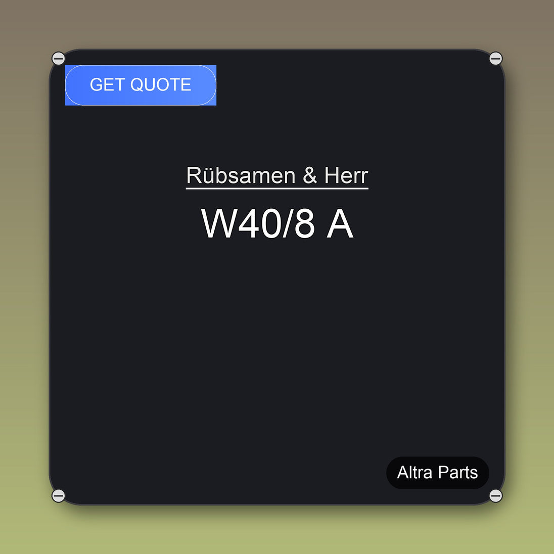 Rübsamen & Herr W40/8 A industrial spare part – fast international delivery & worldwide shipping
