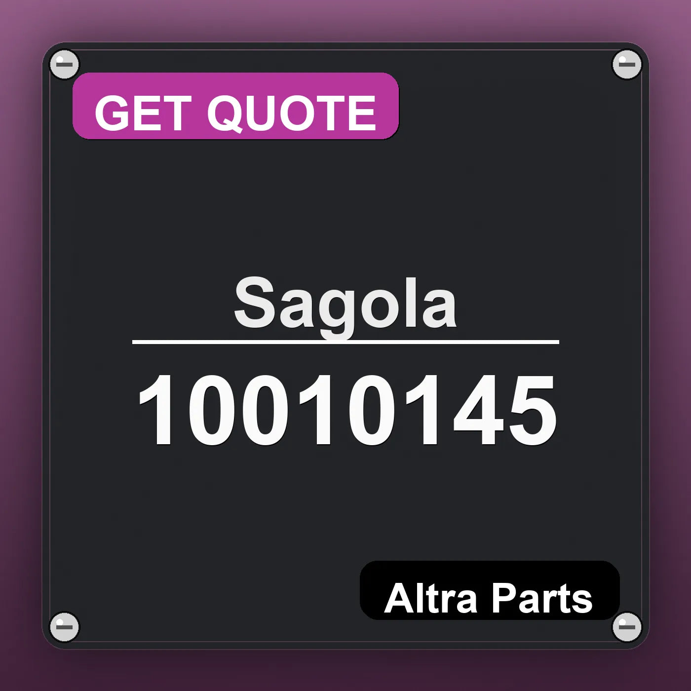 Sagola 10010145 industrial nameplate style image – Altra Parts. GET QUOTE.